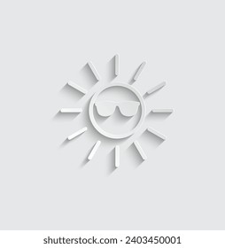 sol de papel con icono de gafas de sol vector icono de verano