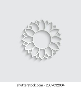 símbolo de la flor vectorial del icono del girasol del papel