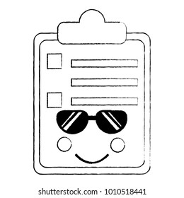 paper sunglasses clipboard kawaii character cartoon