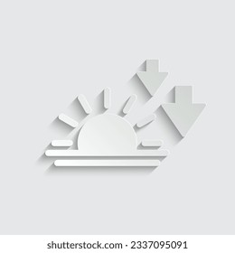 paper sunset icon vector weather sign