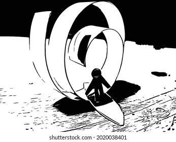 paper surfer design graphic illustration