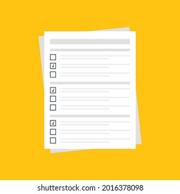 Paper survey form with checkmark icons