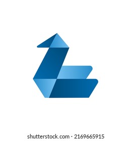 paper swan icon, vector illustration