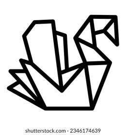 Paper swan, origami line icon, asian culture concept, folded origami bird vector sign on white background, outline style icon mobile concept web design. Vector graphics.