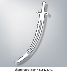 Paper sword on paper background