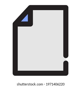 Paper symbol for document, file icon button in mobile and website user interface. Document icon in color filled outline icon