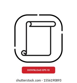 Paper symbol, scroll outline vector icon
