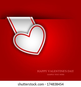Paper tab in the form of heart, Valentines day, Vector background