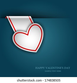Paper tab in the form of heart, Valentines day, Vector background