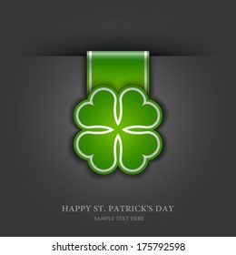 Paper tab in the form of leaf clover, St. Patrick's day background, Vector