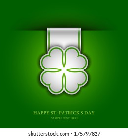 Paper tab in the form of leaf clover, St. Patrick's day background, Vector