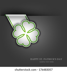 Paper tab in the form of leaf clover, St. Patrick's day background, Vector