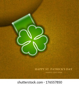 Paper tab in the form of leaf clover, St. Patrick's day background, Vector