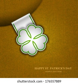 Paper tab in the form of leaf clover, St. Patrick's day background, Vector