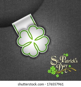 Paper tab in the form of leaf clover, St. Patrick's day background, Vector