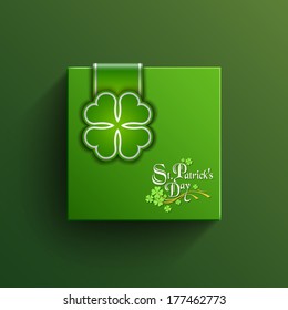 Paper tab in the form of leaf clover, St. Patrick's day background, Vector