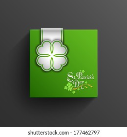 Paper tab in the form of leaf clover, St. Patrick's day background, Vector