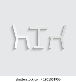 paper table and two chairs icon. table for two icon restaurant icon, work icon