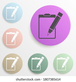 paper tablet and pencil badge color set. Simple glyph, flat vector of web icons for ui and ux, website or mobile application
