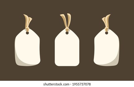Paper tag blank template vector clipart set. Simple flat illustration element for product or shop price labels, stickers, sale signs etc.