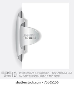 Paper tag with TRANSPARENT shadows. You can pleace it on every surface!