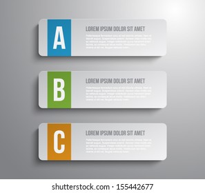Paper tags banners template over dark pattern background for business design, infographics, step presentation, reports, number options, progress, websites or workflow layout. Clean and modern style