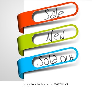 Paper tags for items in sale, sold out and new in your eshop