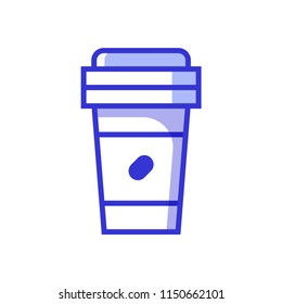 Paper take away coffee cup icon. Hot takeout chocolate. Fresh beverage in flat design. Bio coffee to go in eco friendly hot mug.
