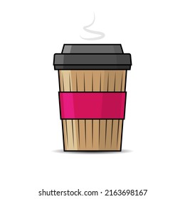 Paper takeaway coffee cup. Vector illustration. 