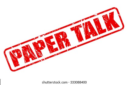 PAPER TALK red stamp text on white