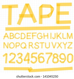 Paper tape alphabet font. Vector.