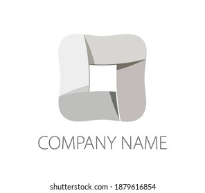 Un logotipo que parece cinta de papel doblada en forma de cuadrado redondeado. 