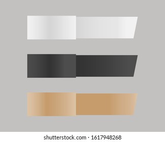 Paper Tape Mockup Set. Blank Paper Tapes. Mockup Vector Isolated. Template Design. Realistic Vector Illustration.