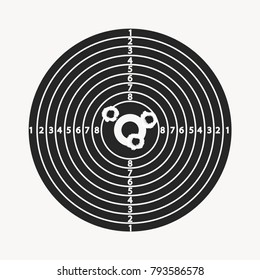 Paper target with precise hits in the center vector illustration.