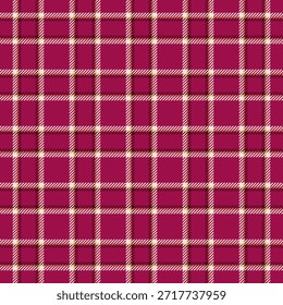 Papiertartan-Kontrollmuster, Vektor-Spinnstoff mit Maschenplazierung. Collage Hintergrund Stoff nahtlose Textur in rosa und hellen Farben Palette.