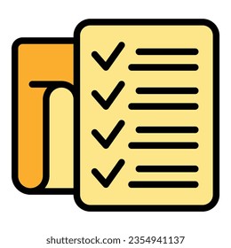 Paper task icon outline vector. Work time. Business team color flat