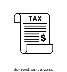 Paper TAX icon vector. TAX paid with dollars