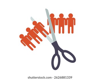 Paper team is cut scissors, unity broken conceptual illustration