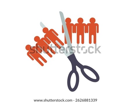 Paper team is cut scissors, unity broken conceptual illustration