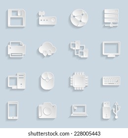 Paper Technology Icons Set