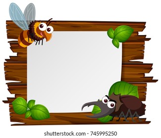 Paper template with bee and beetle illustration