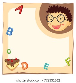 Papiervorlage mit Jungen und Alphabet-Illustration