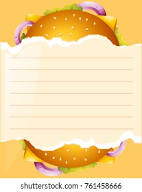 Paper template with cheeseburger illustration