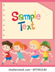 Paper template with children running illustration