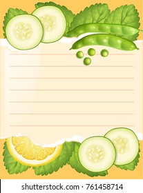 Papiervorlage mit Gurken und Bohnen-Illustration