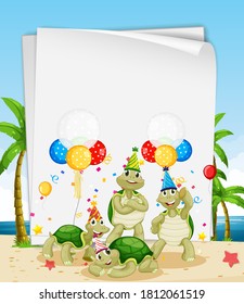 Paper template with cute animals in party theme illustration