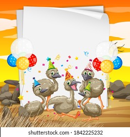 Paper template with cute animals in party theme illustration