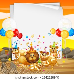 Paper template with cute animals in party theme illustration