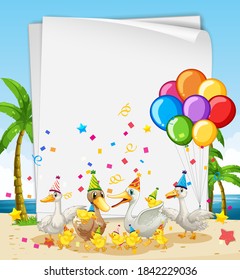 Paper template with cute animals in party theme illustration