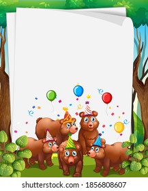 Paper template with cute animals in party theme illustration